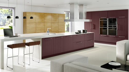 Vertical Lined Smooth Painted Wild Orchid & Oak